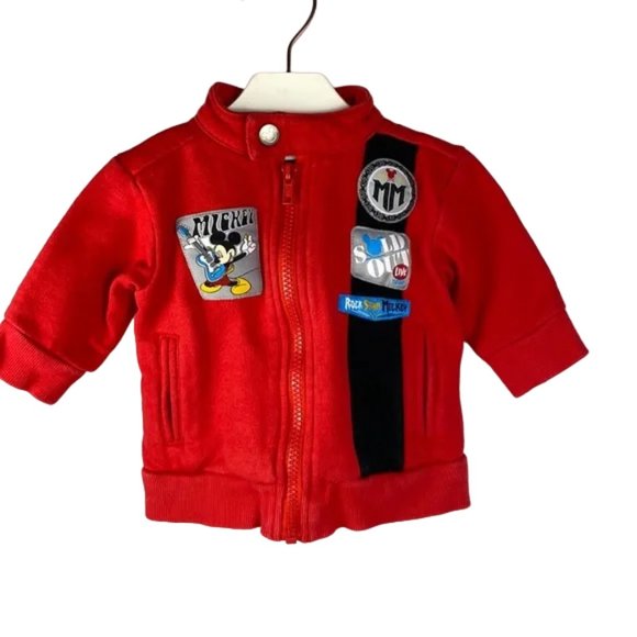 Disney Baby Rock Star Mickey Mouse Zip-Up Sweatshirt Jacket size 0-3 Months - Picture 1 of 12